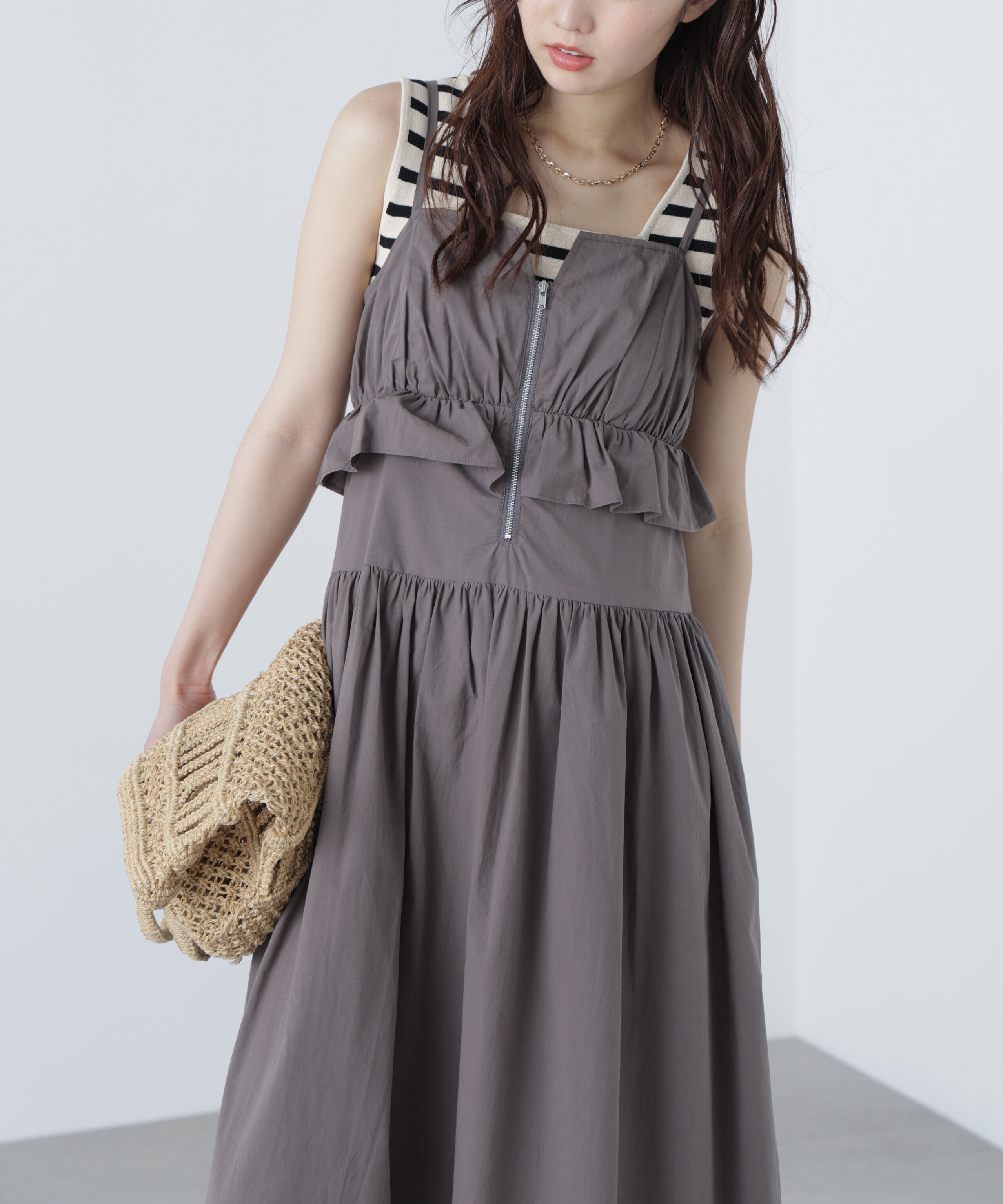  「ペプラムキャミティアードワンピース」|ワンピース|