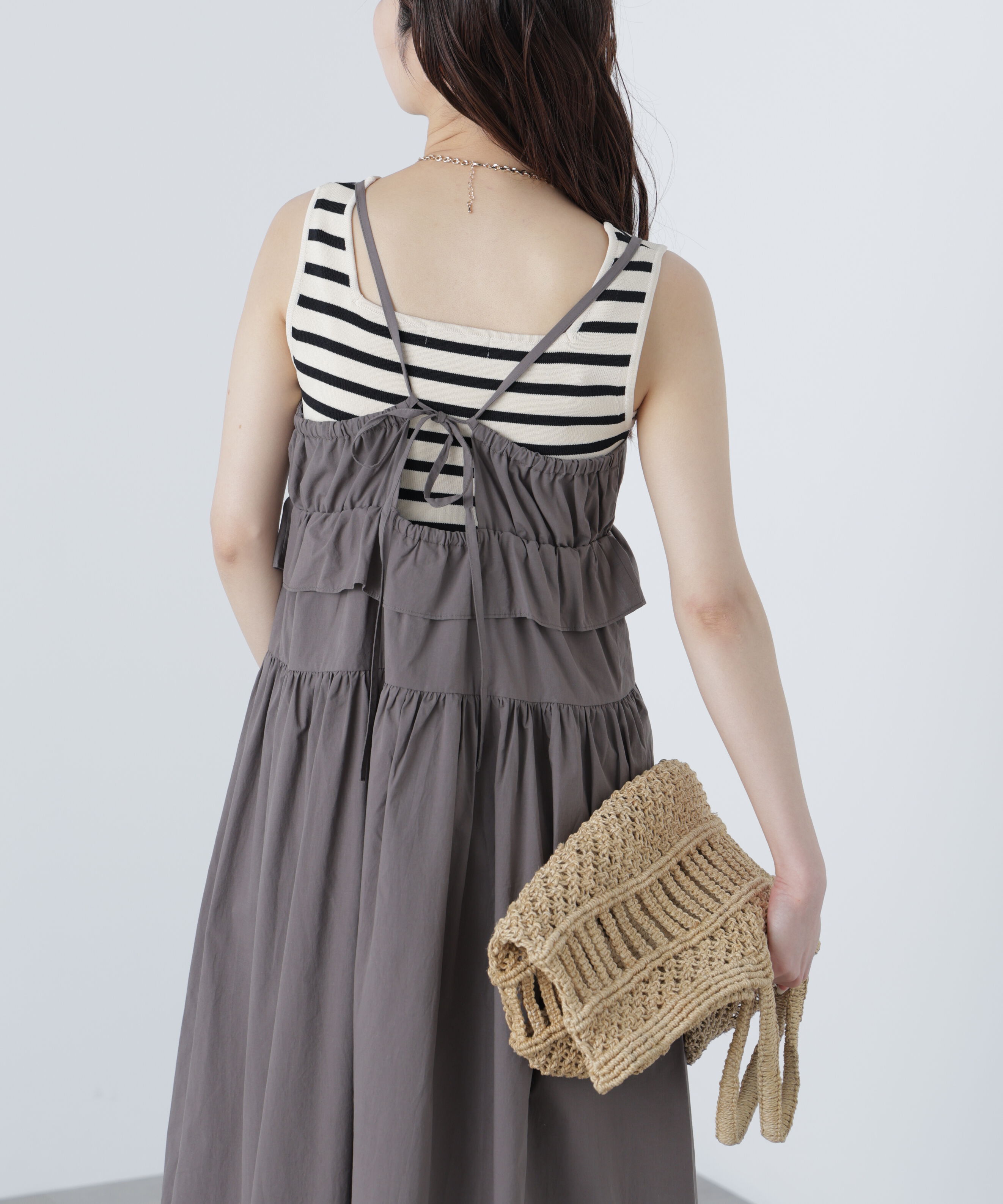  「ペプラムキャミティアードワンピース」|ワンピース|