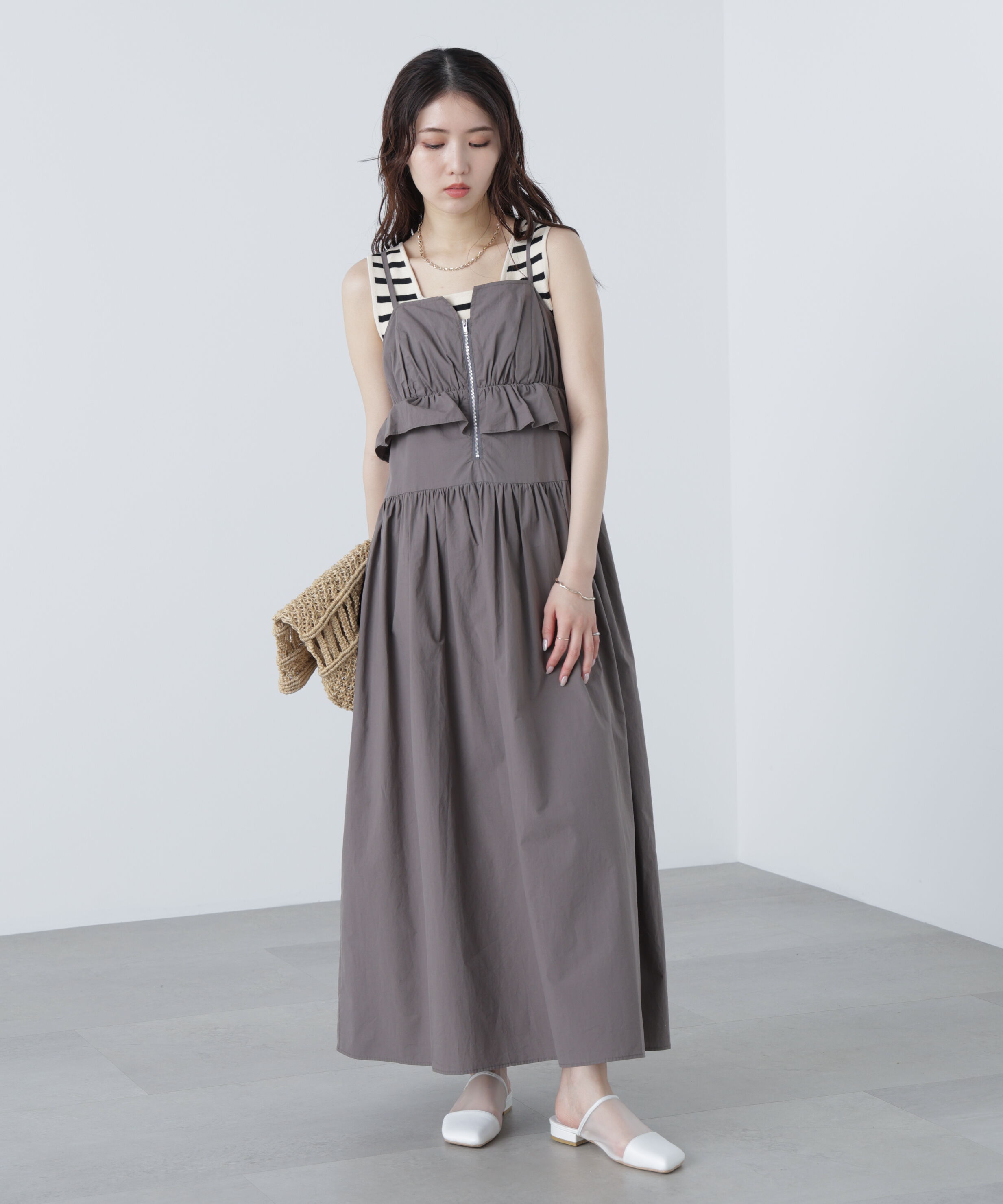  「ペプラムキャミティアードワンピース」|ワンピース|