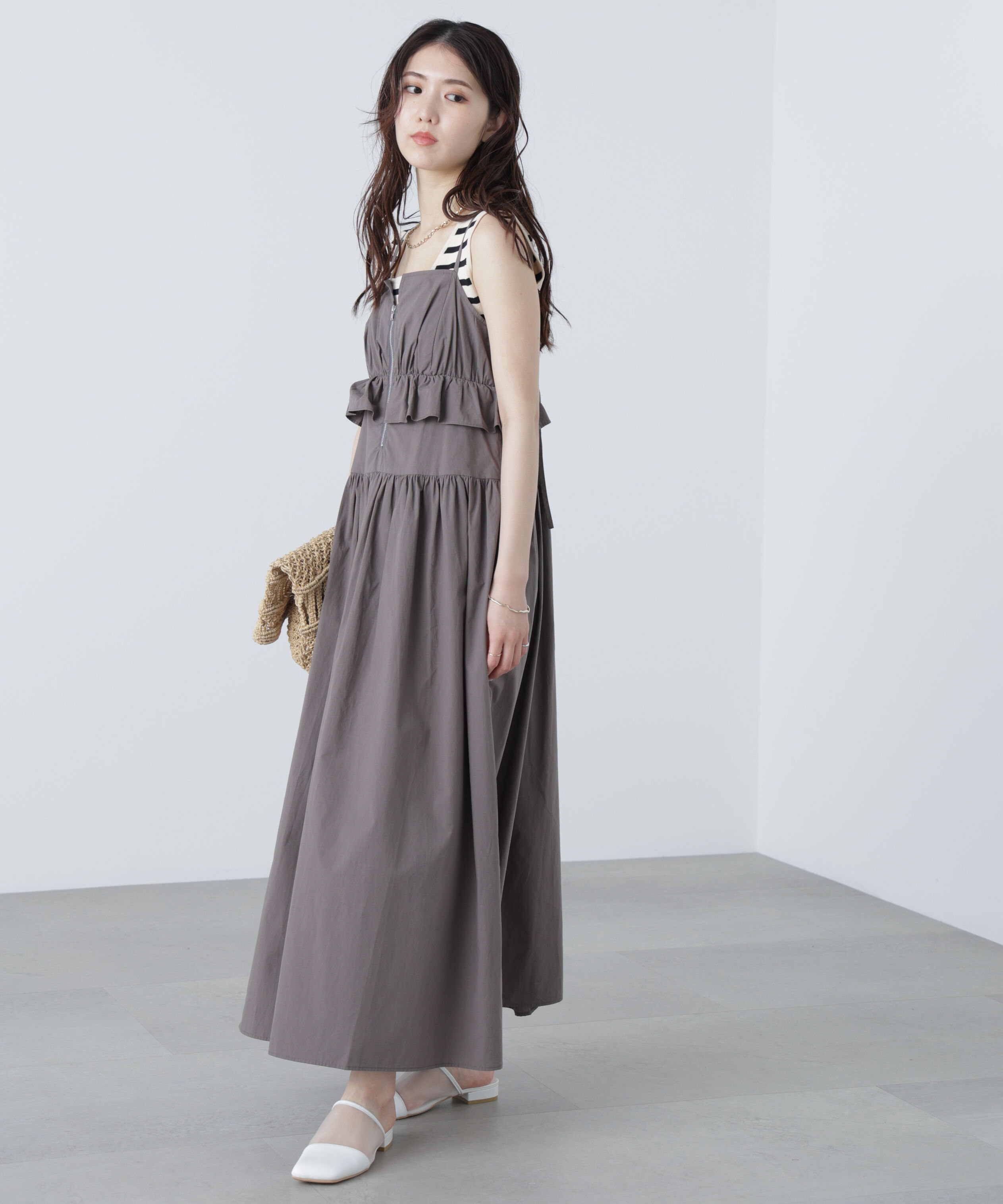  「ペプラムキャミティアードワンピース」|ワンピース|