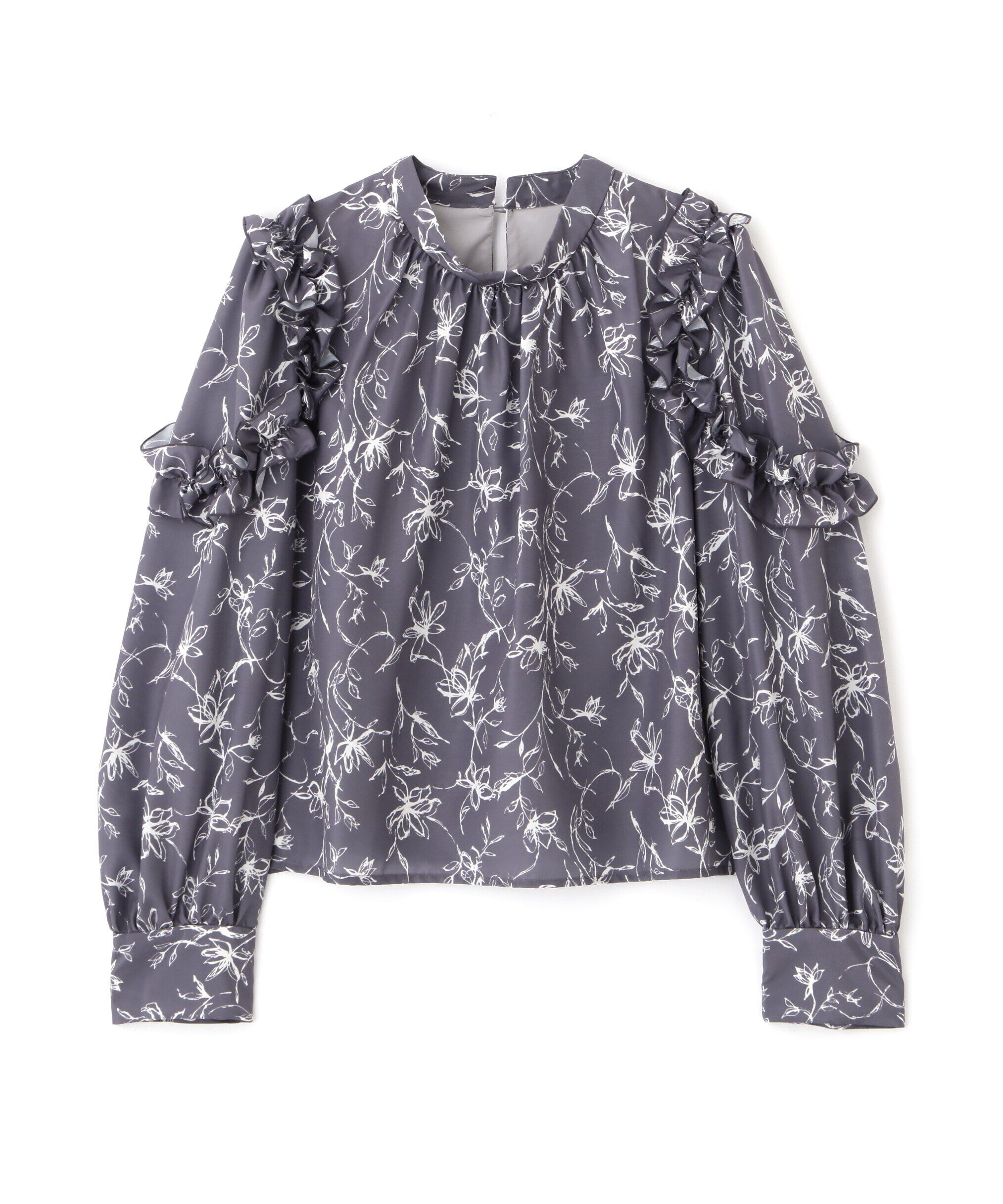 PROPORTION BODY DRESSING「モノトーンフラワーフリルブラウス　24AW」|シャツ・ブラウス|