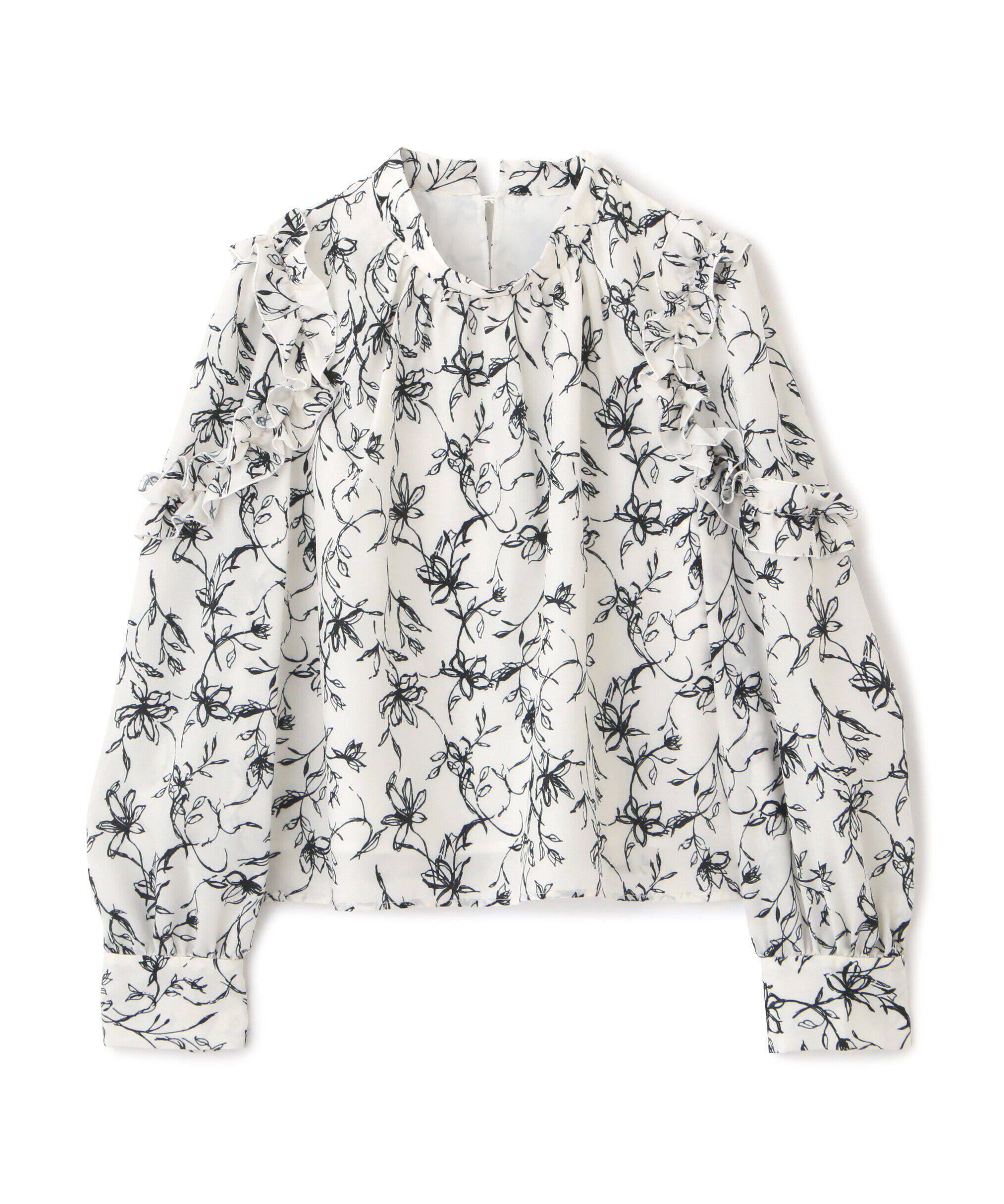 PROPORTION BODY DRESSING「モノトーンフラワーフリルブラウス　24AW」|シャツ・ブラウス|