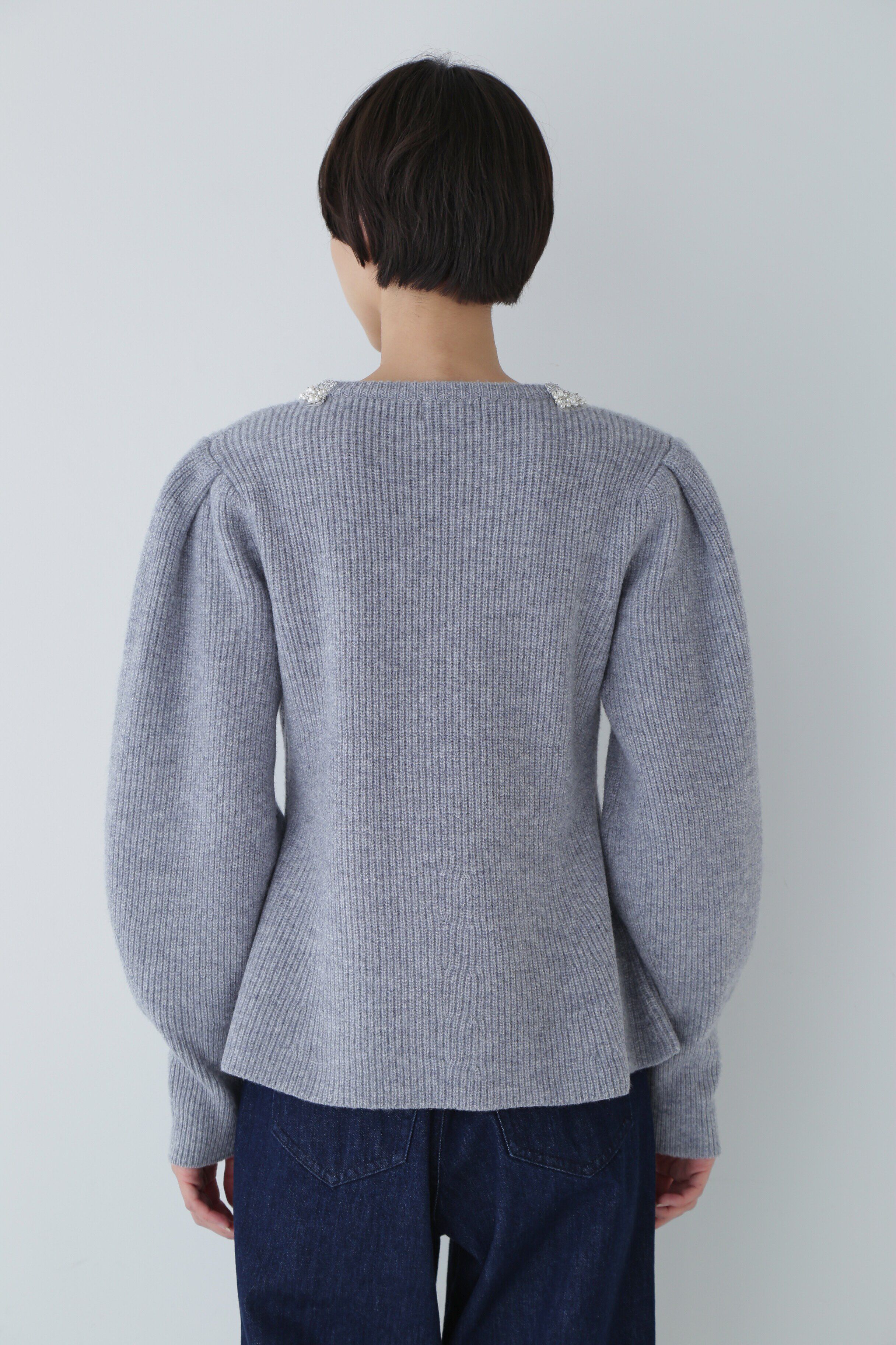  「◆ビジュー付きペプラムニット」|ニット・セーター|