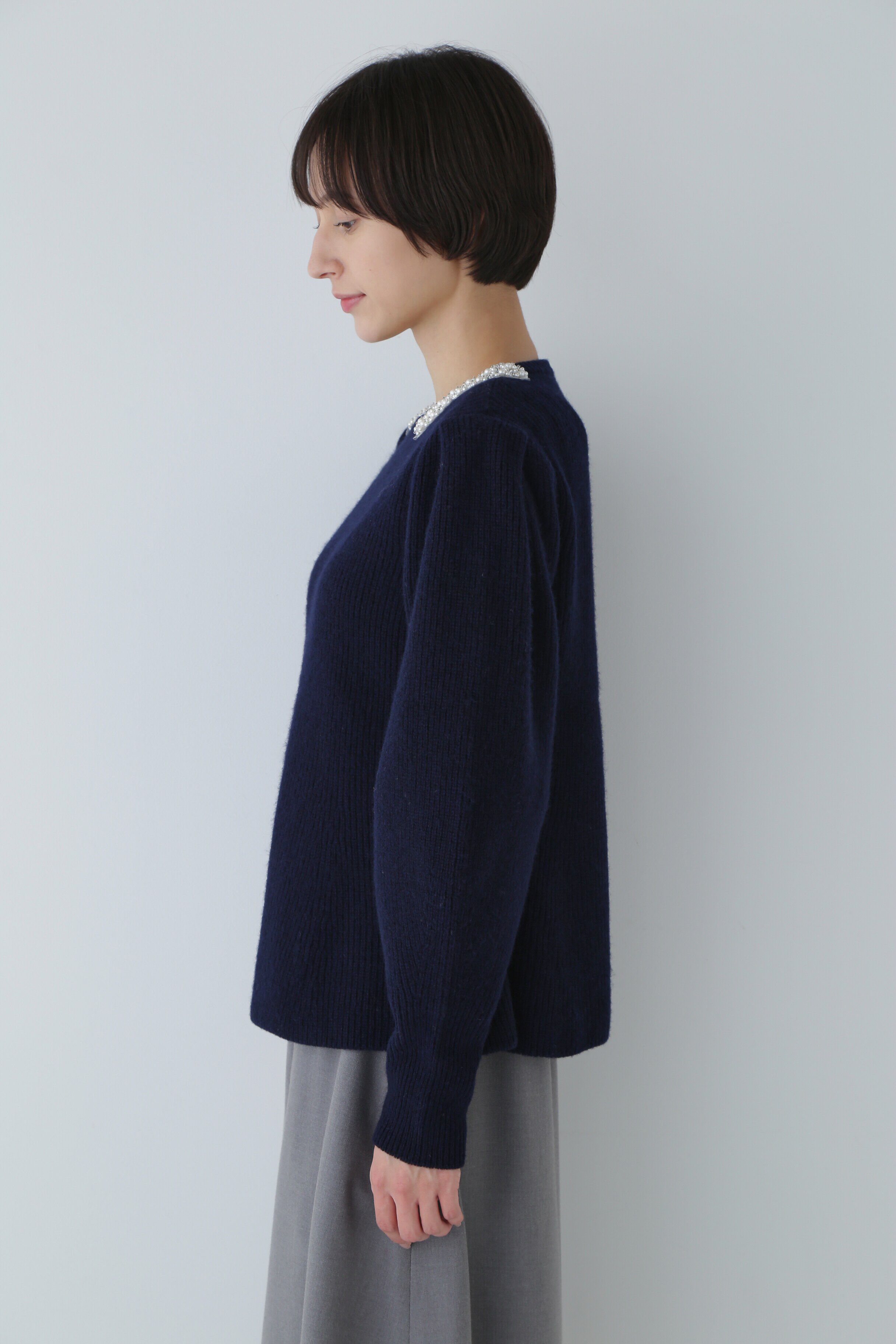  「◆ビジュー付きペプラムニット」|ニット・セーター|