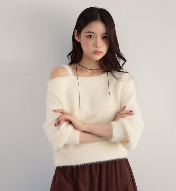archives「ラメフェザーワンショルニットプルオーバー」|ニット・セーター|