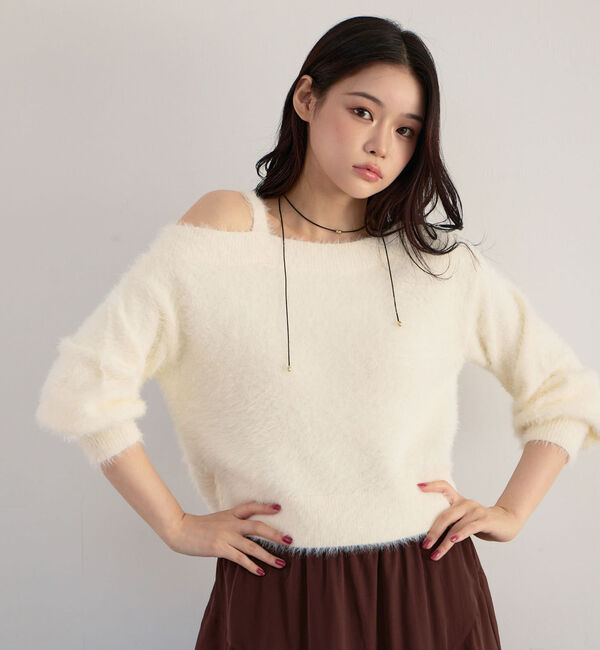 archives「ラメフェザーワンショルニットプルオーバー」|ニット・セーター|