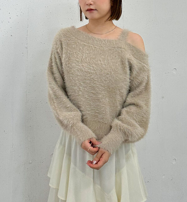 archives「ラメフェザーワンショルニットプルオーバー」|ニット・セーター|GREIGE