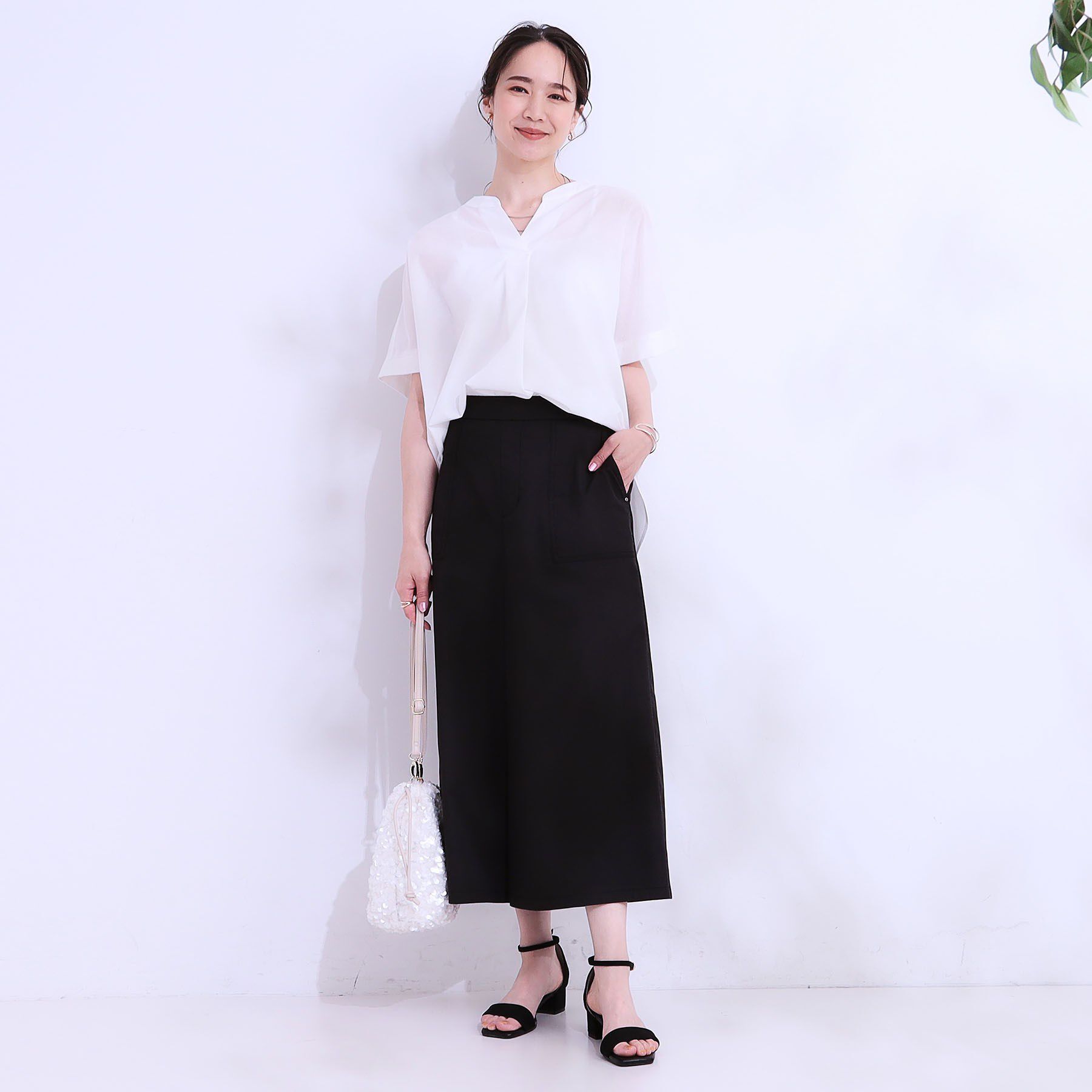 SHOO･LA･RUE「【ひんやり/UV】きれいめにもカジュアルにも ベイカーガウチョパンツ」|その他|