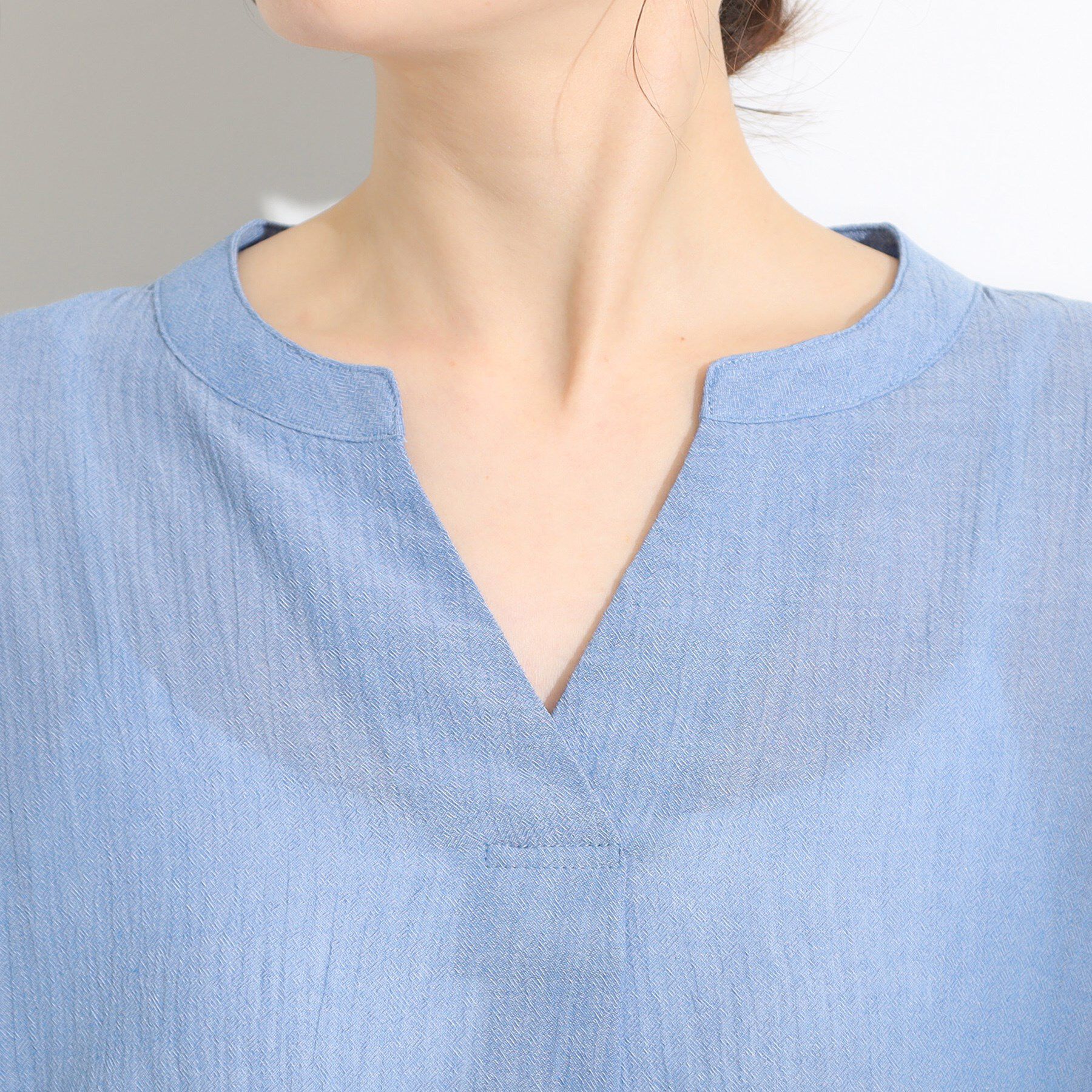 SHOO･LA･RUE「【S-LL】きれいに体型カバー さらシャリコットン スキッパーシャツ」|シャツ・ブラウス|