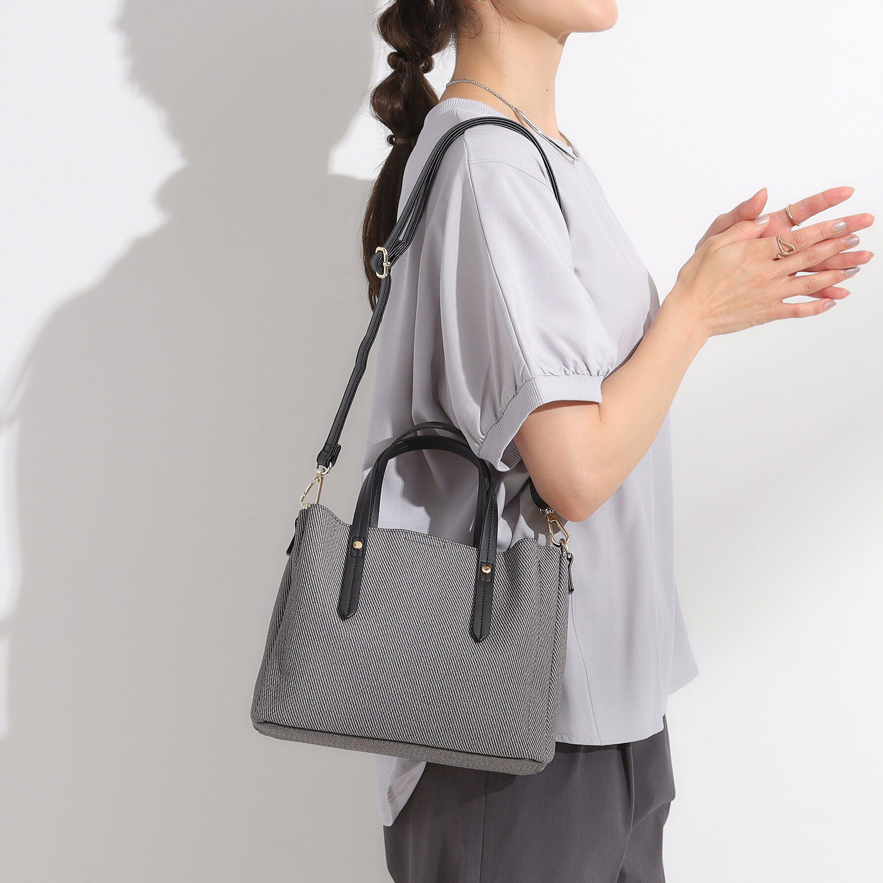 SHOO･LA･RUE「【2WAY】キャンバス風合皮トート」|トートバッグ|