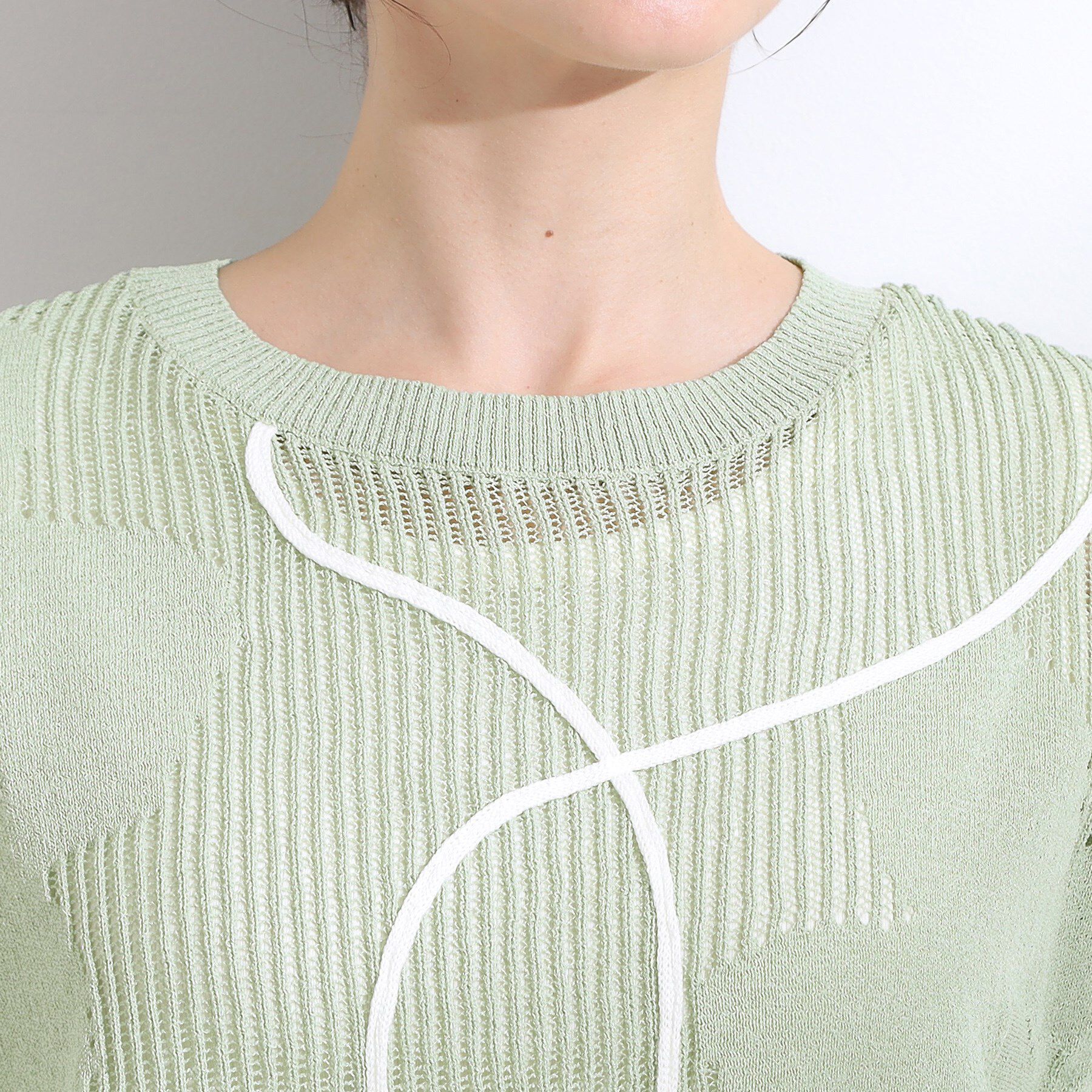 SHOO･LA･RUE「【S-LL】にょろにょろ刺繍 透かし編みニット」|ニット・セーター|