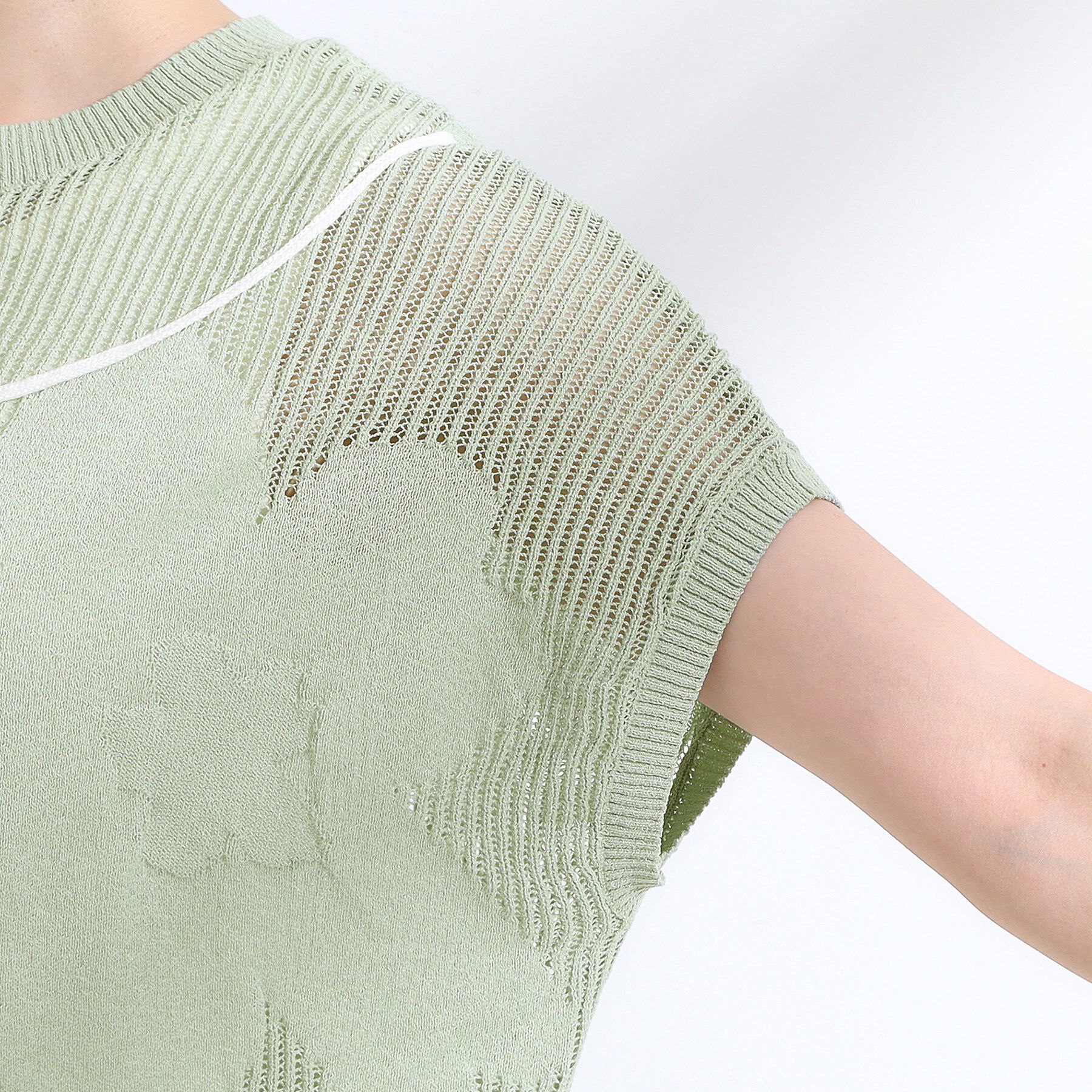 SHOO･LA･RUE「【S-LL】にょろにょろ刺繍 透かし編みニット」|ニット・セーター|