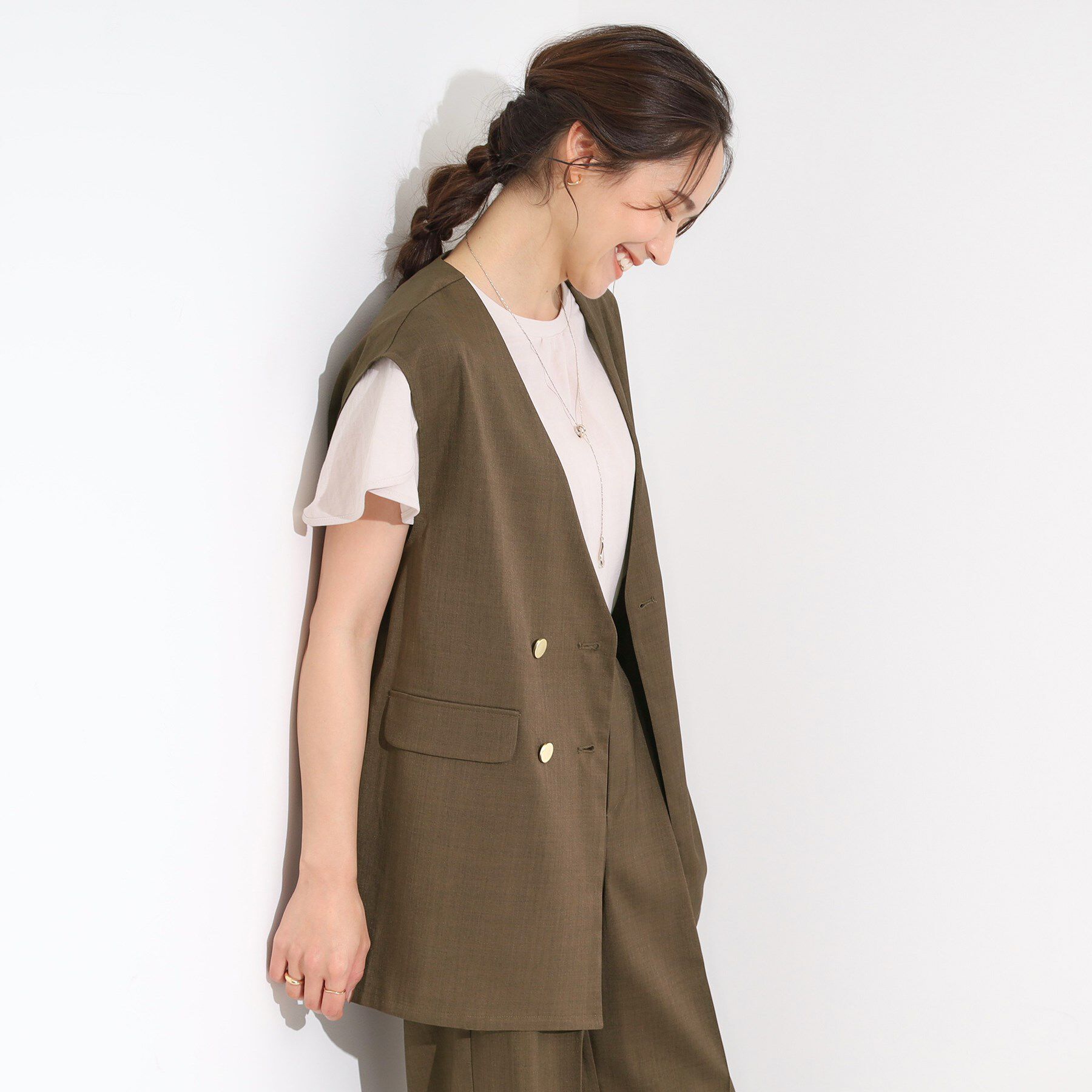 SHOO･LA･RUE「【S-LL/セットアップ可/洗濯後しわになりにくい】ダブルベスト」|ベスト・ジレ|