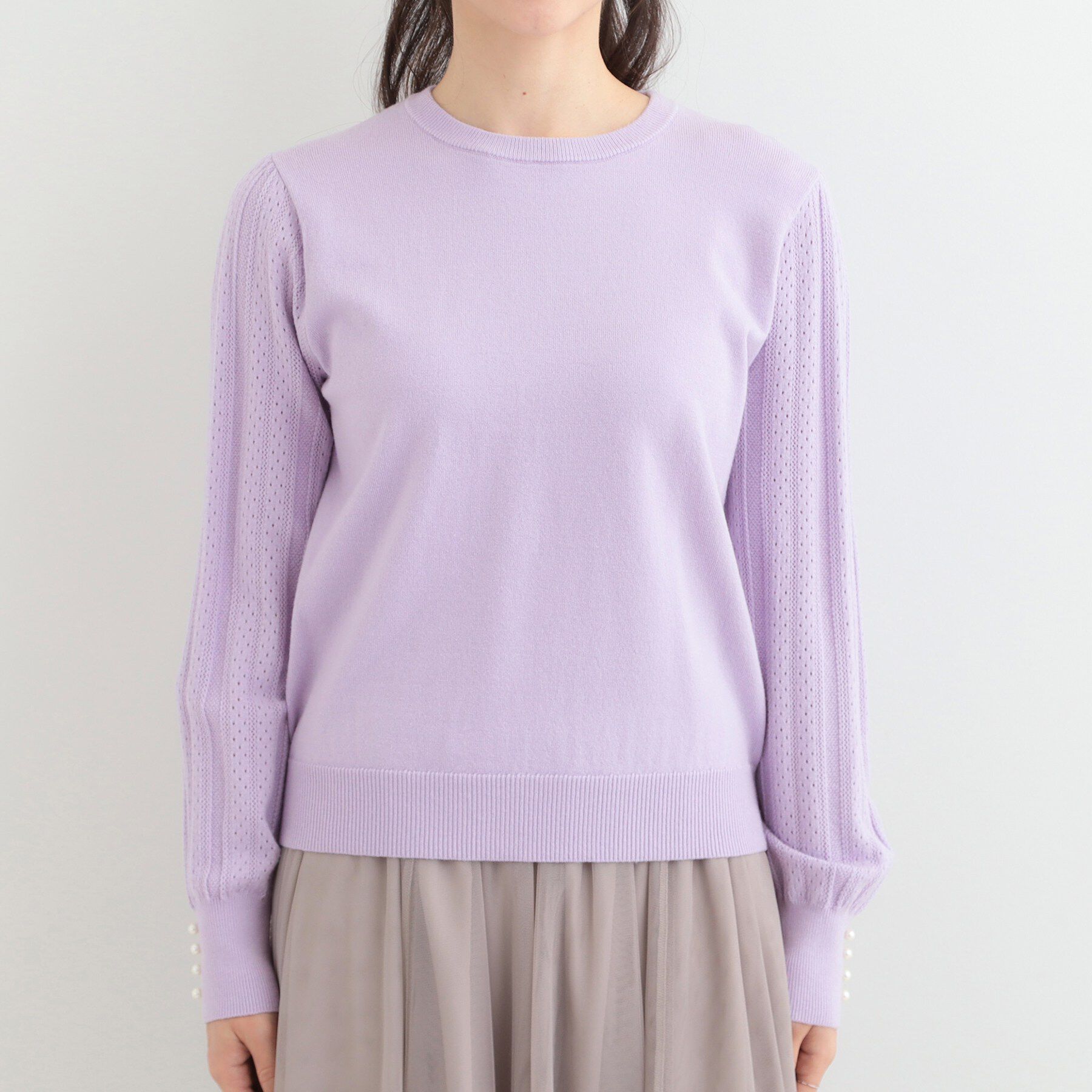 SHOO･LA･RUE「コンパクト見えが大人かわいい お袖編み柄ニット」|ニット・セーター|