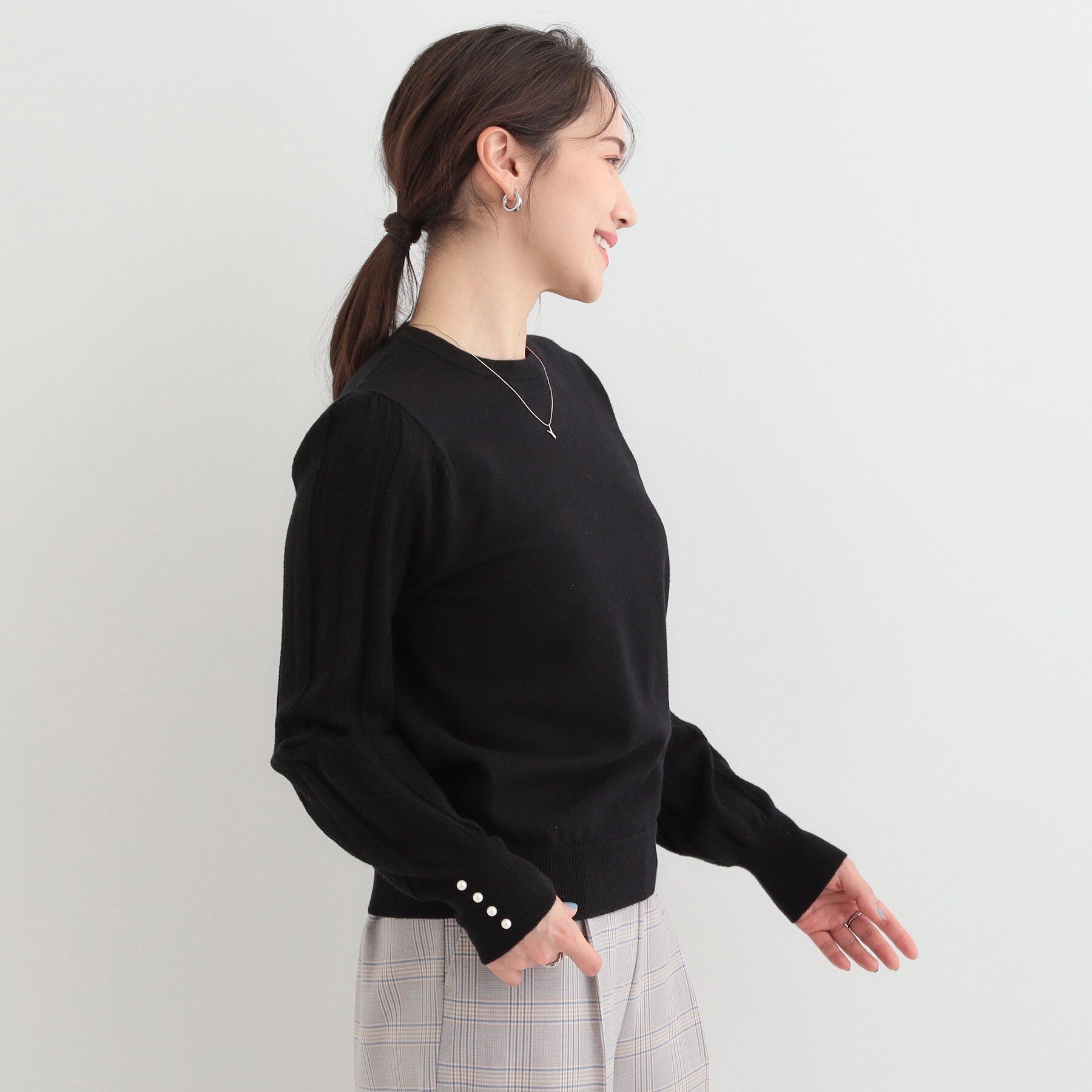 SHOO･LA･RUE「コンパクト見えが大人かわいい お袖編み柄ニット」|ニット・セーター|