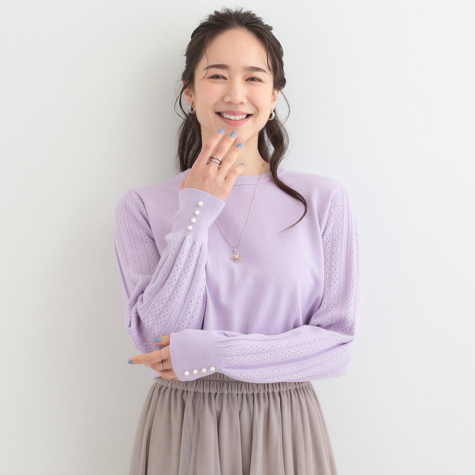 SHOO･LA･RUE「コンパクト見えが大人かわいい お袖編み柄ニット」|ニット・セーター|