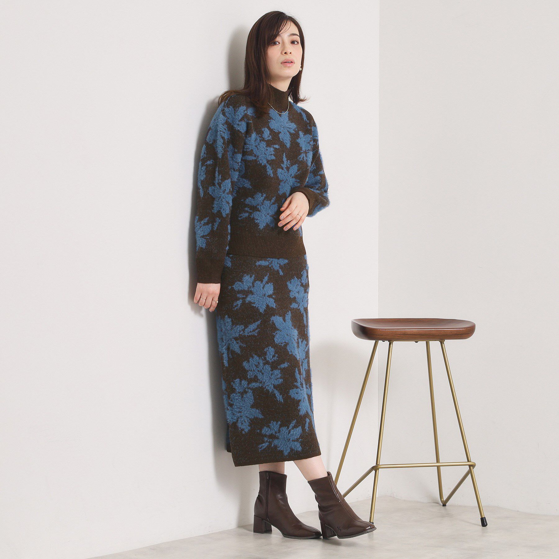 ITS&rsquo;DEMO「【手洗い可／セットアップ可】花柄フェザージャカードニット」|ニット・セーター|