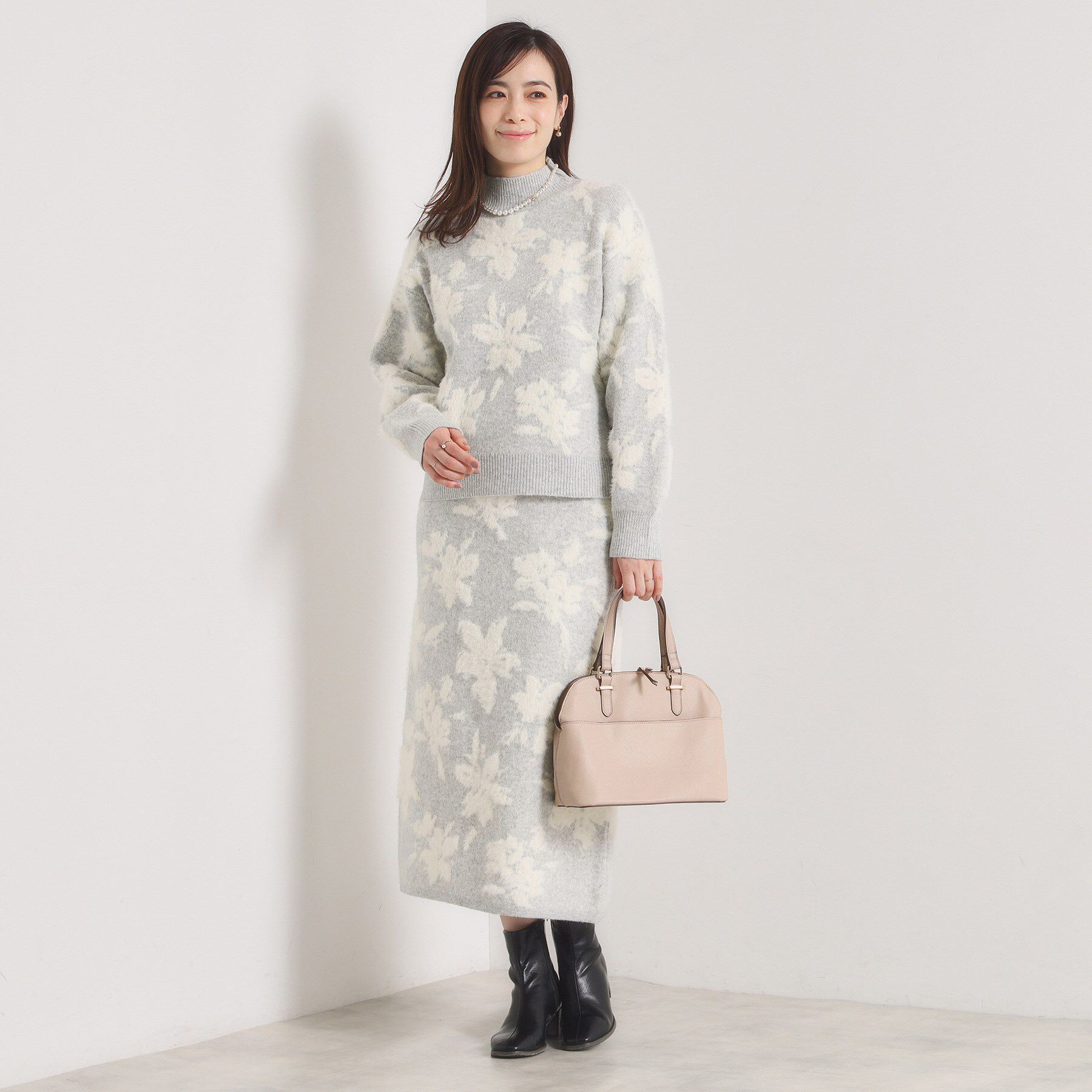 ITS&rsquo;DEMO「【手洗い可／セットアップ可】花柄フェザージャカードニット」|ニット・セーター|