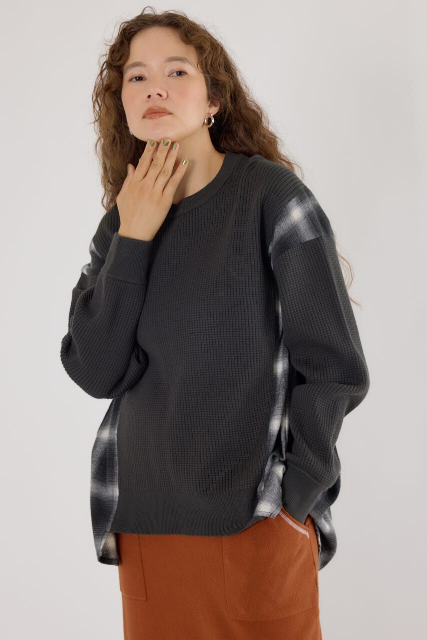 RODEO CROWNS「チェックドッキングトップス」|ニット・セーター|C.GRY