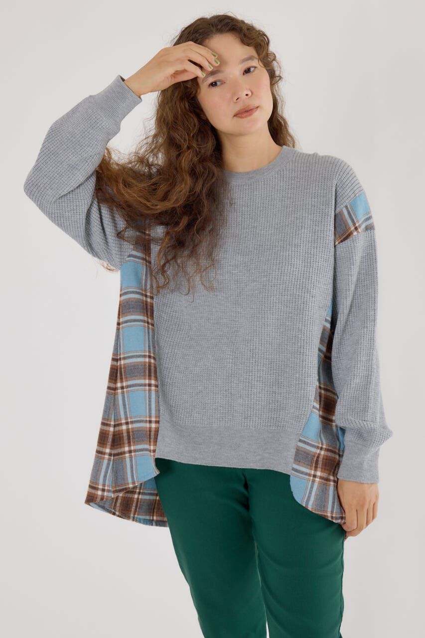 RODEO CROWNS「チェックドッキングトップス」|ニット・セーター|T.GRY