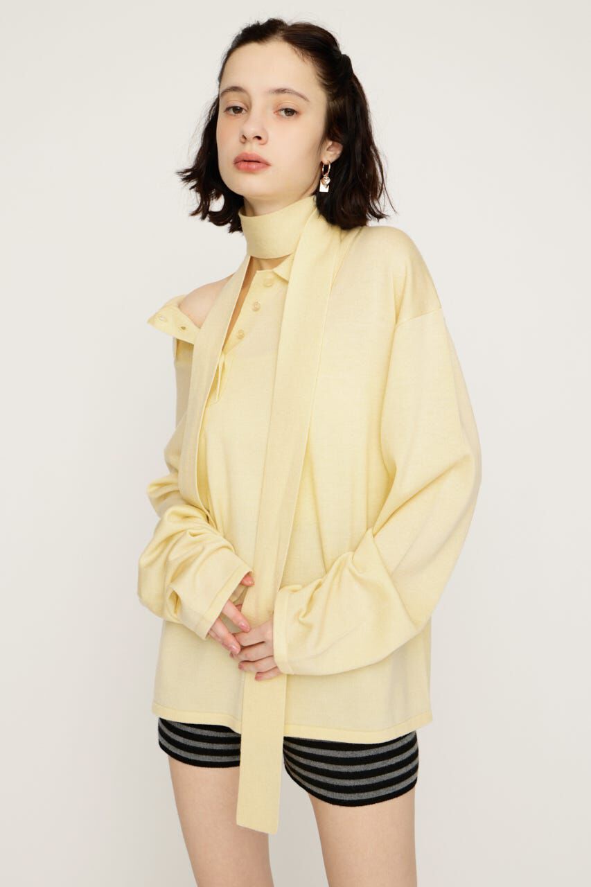 SLY「HG KNIT ASYMMETRY トップス」|ニット・セーター|L/YEL1