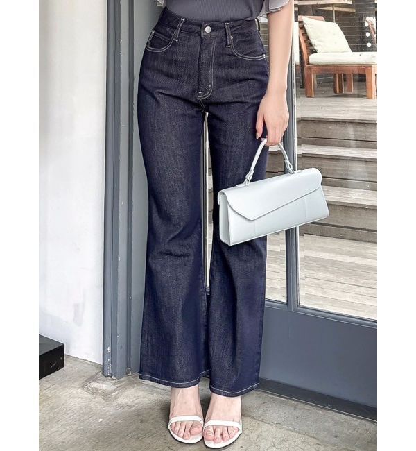 dazzlin「【骨格ウェーブ向け】フレアデニムパンツ」|デニム|インディゴ