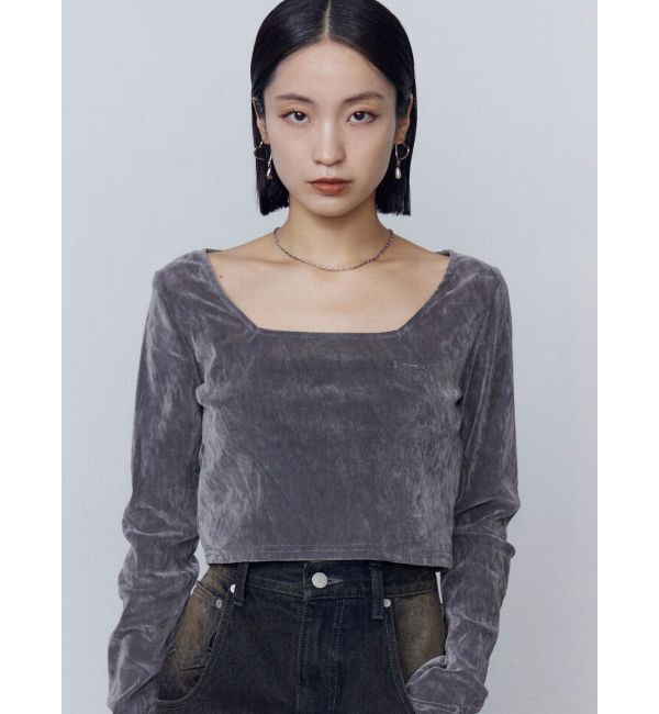 EMODA「シアーベロアプレートクロップトップ」|Tシャツ・カットソー|