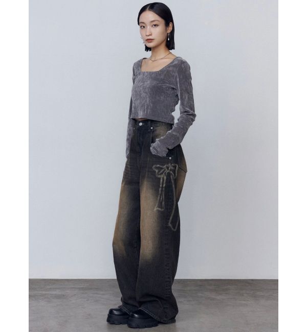 EMODA「シアーベロアプレートクロップトップ」|Tシャツ・カットソー|