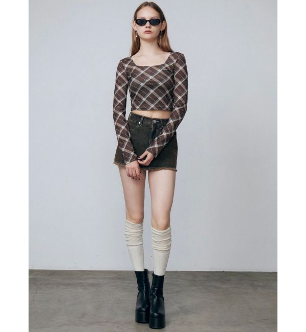 EMODA「シアーベロアプレートクロップトップ」|Tシャツ・カットソー|