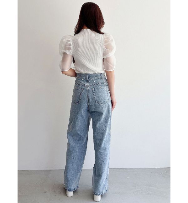 MERCURYDUO「2WAY異素材パフスリーブカットアウトニット」|ニット・セーター|