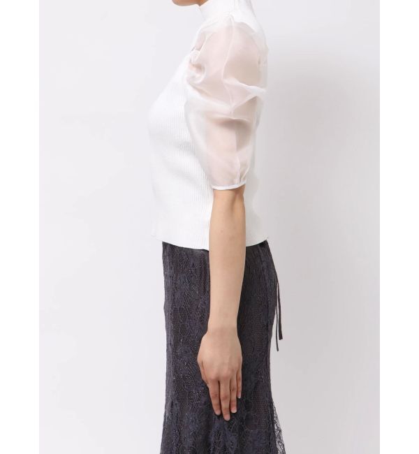 MERCURYDUO「2WAY異素材パフスリーブカットアウトニット」|ニット・セーター|