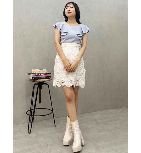 MERCURYDUO「2WAY総針ラッフルコンパクトニット」|ニット・セーター|