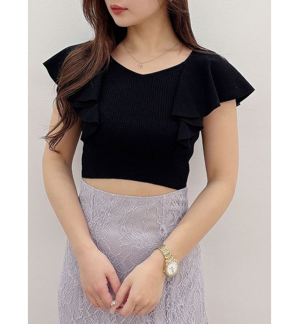 MERCURYDUO「2WAY総針ラッフルコンパクトニット」|ニット・セーター|ブラック