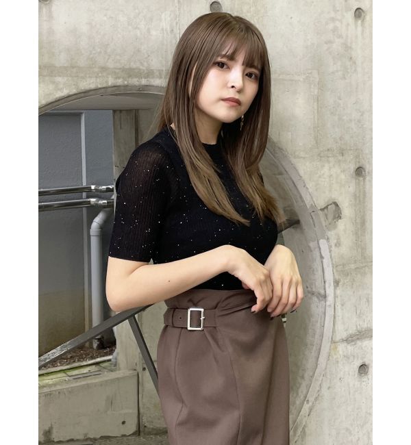 MURUA「スパンコールハーフスリーブニット」|ニット・セーター|