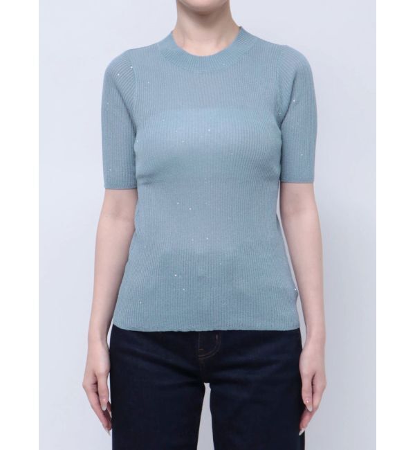 MURUA「スパンコールハーフスリーブニット」|ニット・セーター|