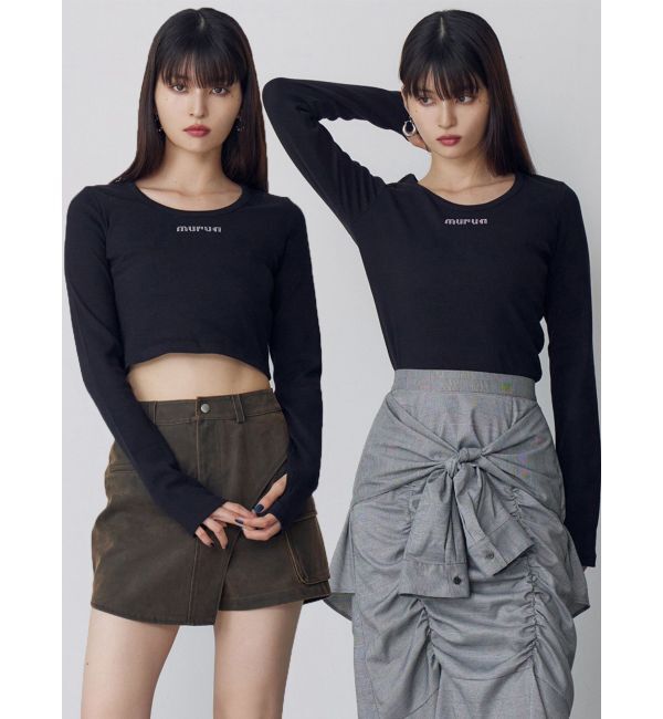 MURUA「HOTFIXロゴテレコトップス」|Tシャツ・カットソー|ブラック