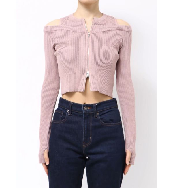 jouetie「カットアウトジップニット」|カーディガン|