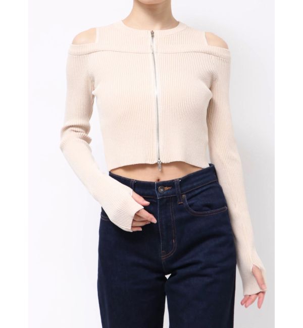 jouetie「カットアウトジップニット」|カーディガン|