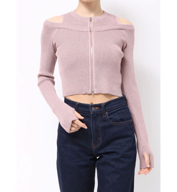 jouetie「カットアウトジップニット」|カーディガン|