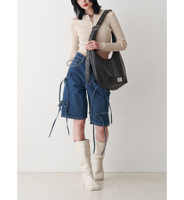 jouetie「カットアウトジップニット」|カーディガン|