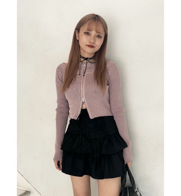 jouetie「カットアウトジップニット」|カーディガン|