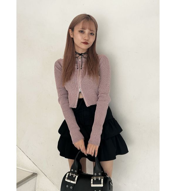 jouetie「カットアウトジップニット」|カーディガン|