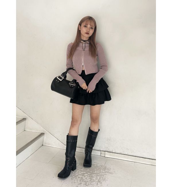 jouetie「カットアウトジップニット」|カーディガン|