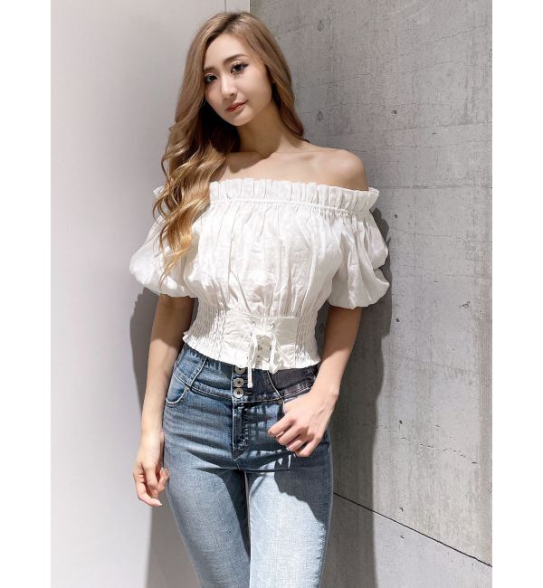 GYDA「2WAYギャザーオフショル コルセットブラウス」|シャツ・ブラウス|