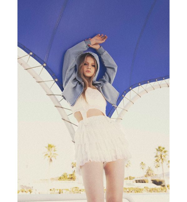 GYDA「Mix material フリルデザインショートパンツ」|その他|