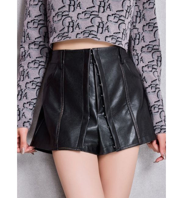 GYDA「フェイクレザーレイヤーショートパンツ」|その他|