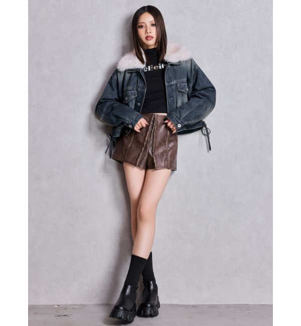 GYDA「フェイクレザーレイヤーショートパンツ」|その他|