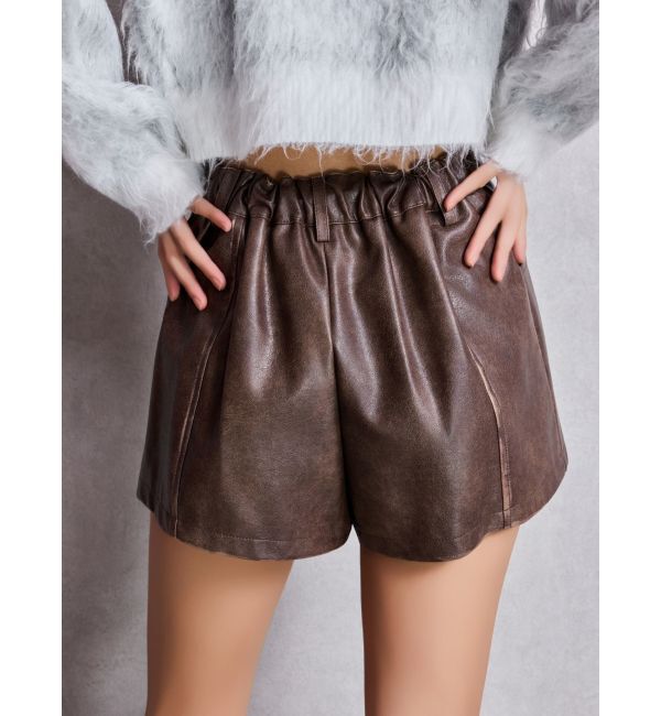 GYDA「フェイクレザーレイヤーショートパンツ」|その他|