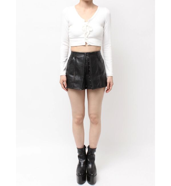 GYDA「フェイクレザーレイヤーショートパンツ」|その他|