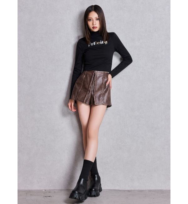 GYDA「フェイクレザーレイヤーショートパンツ」|その他|